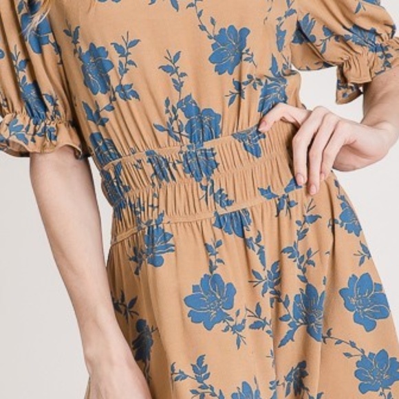 Floral Printed Elastic Waistband Dress - Picture 4 of 8